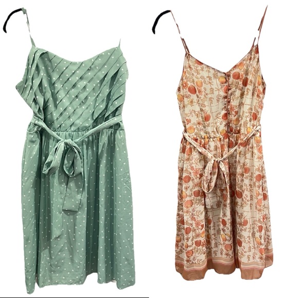 LC Lauren Conrad Dresses & Skirts - LC Lauren Conrad Bundle of 2 Women’s Mini Dresses Size 10 Mint Polka Dot Peach
